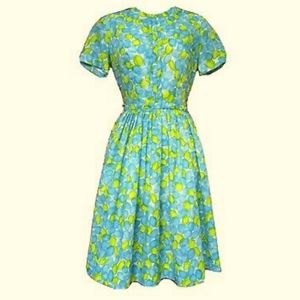 Vintage 50s abstract day dress full skirt XS